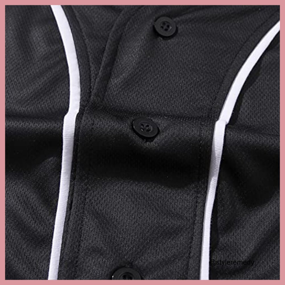Polyester Baseball Jersey Button Down Crop Top V-… - image 3